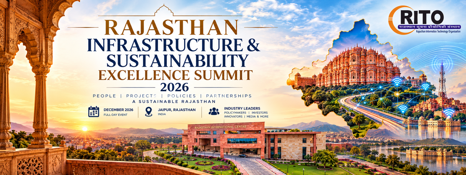Rajasthan Infrastruture & Sustainability Excellence Summit 2026 (RISE): Jaipur skyline and modern architecture